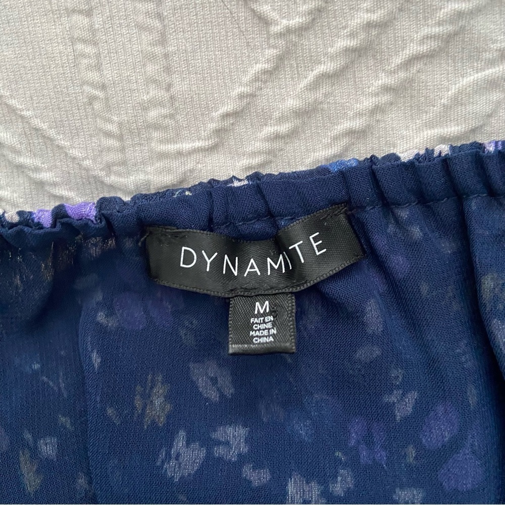 Dynamite Blue Floral Cropped Square Neck Blouse - Picture 6 of 12